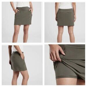NWT Athleta Soho Pull On Olive Athletic Travel Minimalist Golf Skort Plus Sz 24